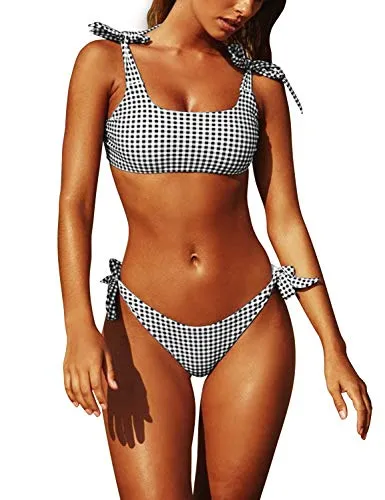 Luxe Womens Two Piece Swimsuits Tie Knot Padded Push Up Brazilian Thong Cheeky Bikini Set