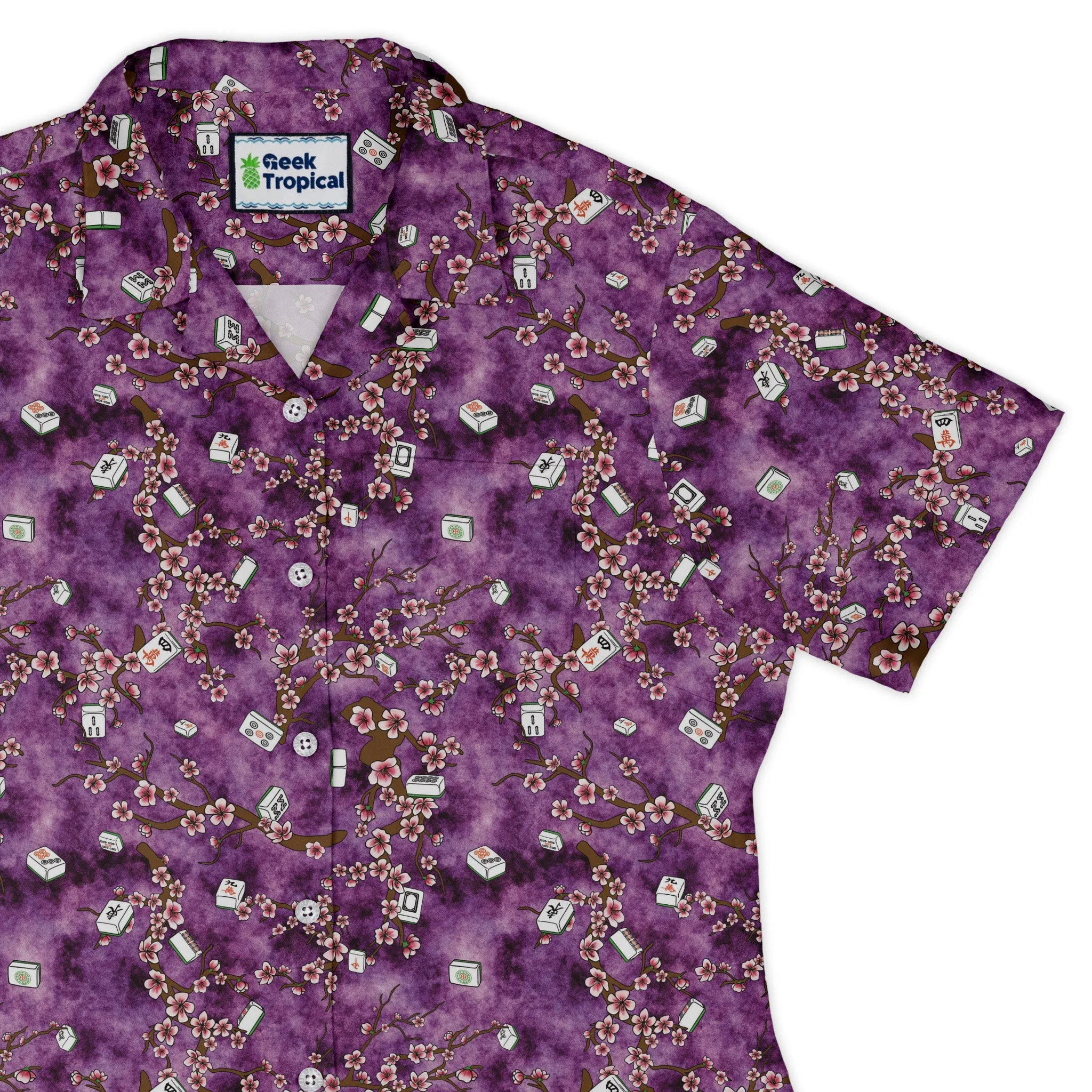 Mahjong Tiles Purple Anime Curvy Button Up Shirt