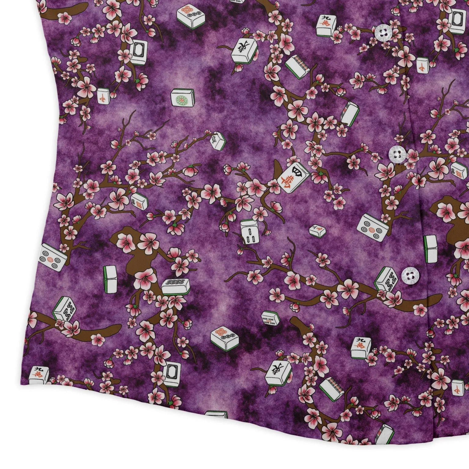 Mahjong Tiles Purple Anime Curvy Button Up Shirt