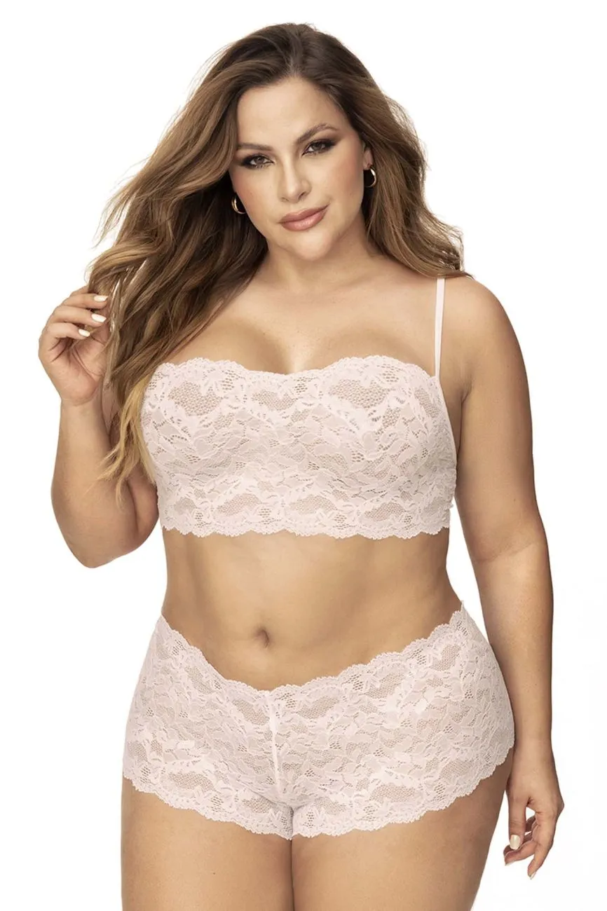 Mapale 206X Curvy Size Panty and Top Lace Set Color Ivory