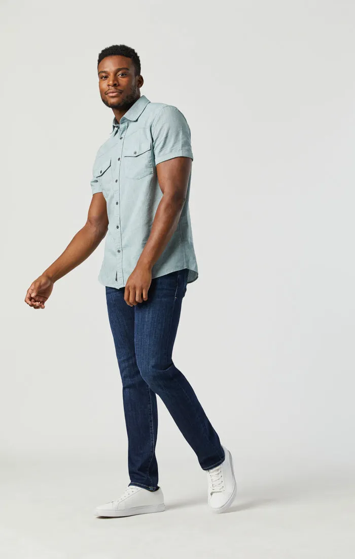 MARCUS SLIM STRAIGHT LEG JEANS IN DEEP FEATHER BLUE