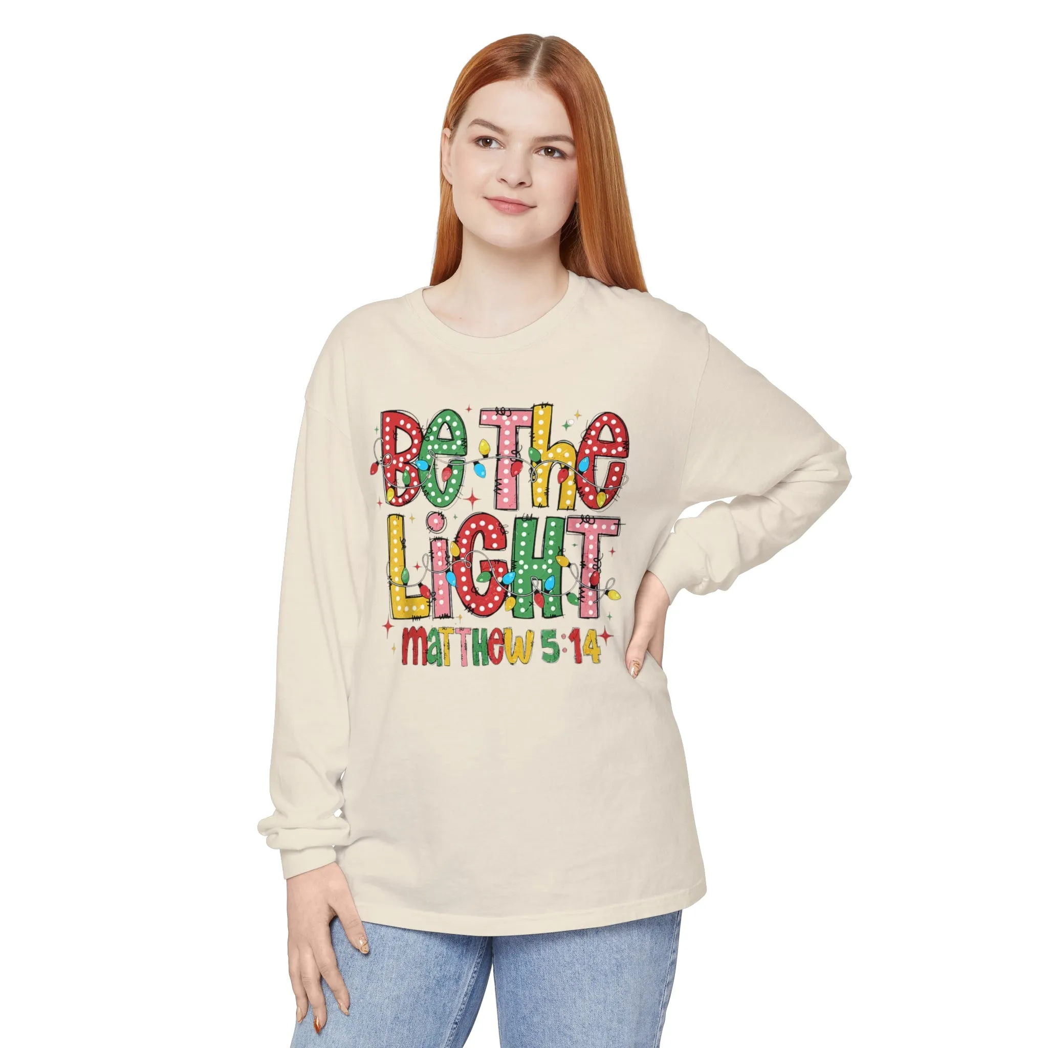 Matthew 5:14 "Be The Light" Christmas Themed Long Sleeve T-Shirt