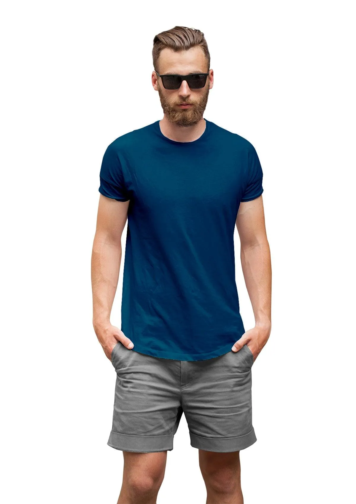 Men's Deep Teal Blue Cotton T-Shirt