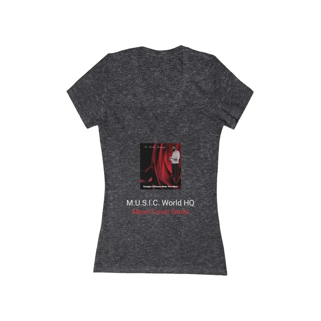 M.U.S.I.C. World HQ Women's Jersey Short Sleeve Deep V-Neck Tee