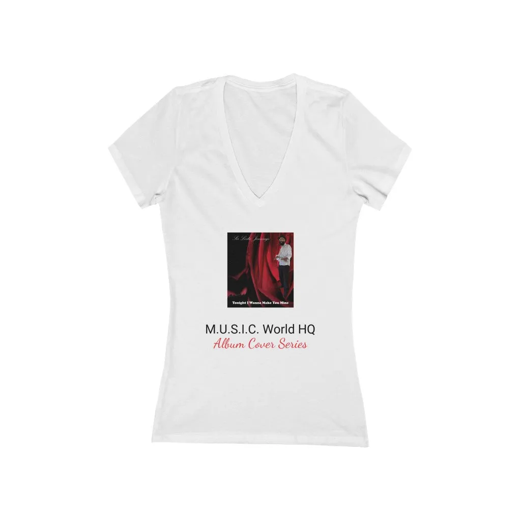 M.U.S.I.C. World HQ Women's Jersey Short Sleeve Deep V-Neck Tee