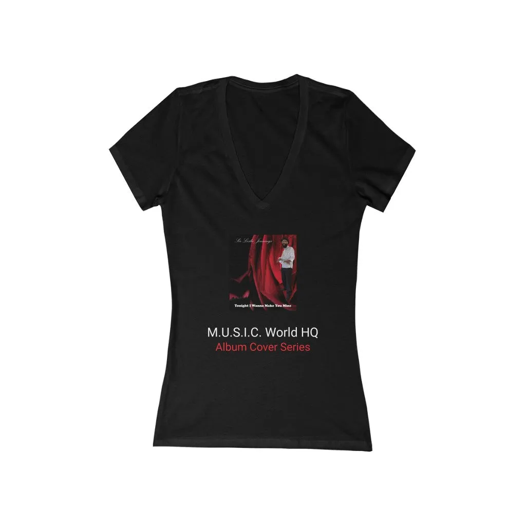 M.U.S.I.C. World HQ Women's Jersey Short Sleeve Deep V-Neck Tee