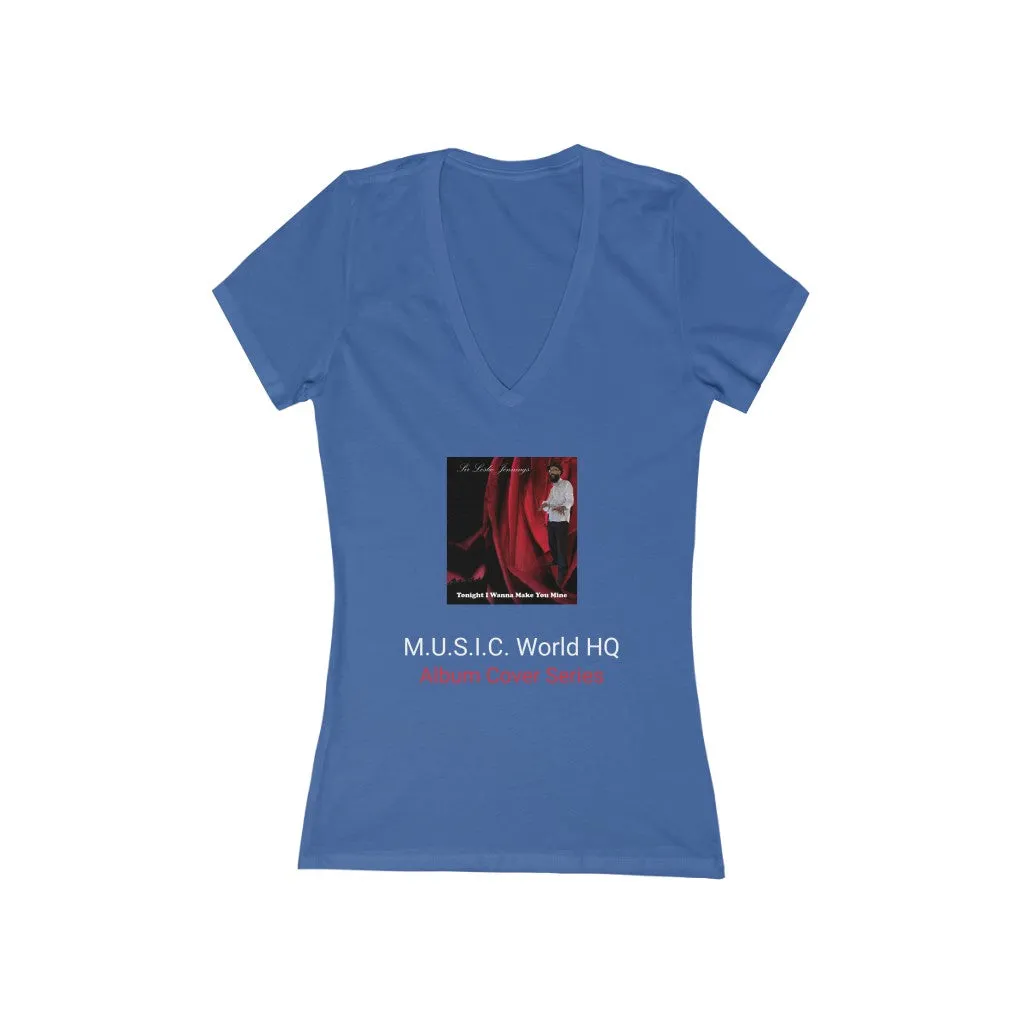 M.U.S.I.C. World HQ Women's Jersey Short Sleeve Deep V-Neck Tee