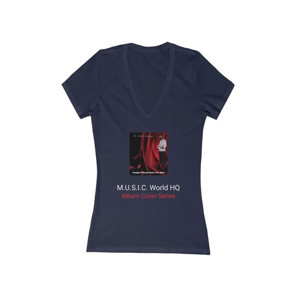 M.U.S.I.C. World HQ Women's Jersey Short Sleeve Deep V-Neck Tee