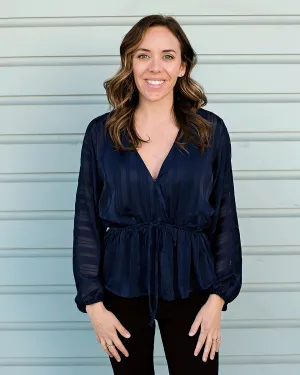 Navy V-Neck Top