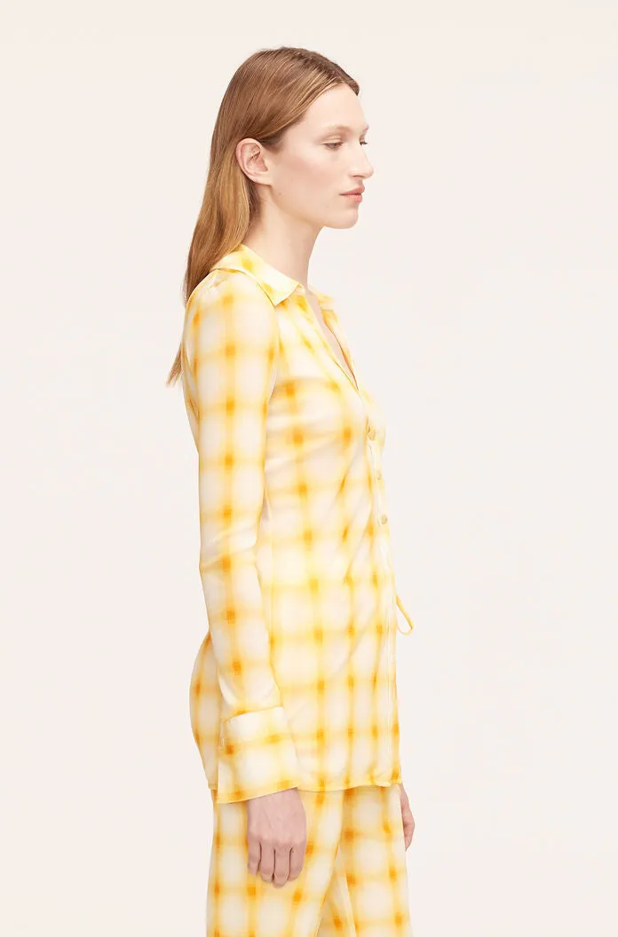 Ombre Plaid Mesh Button Down Shirt