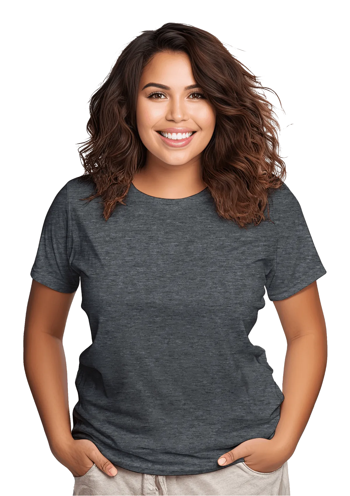 Perfect TShirt Co Women's Short Sleeve Crew Neck Heather Relax Fit T-Shirt in Deep Gray