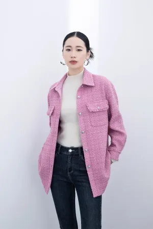 Pink Tweed Shirt Coats