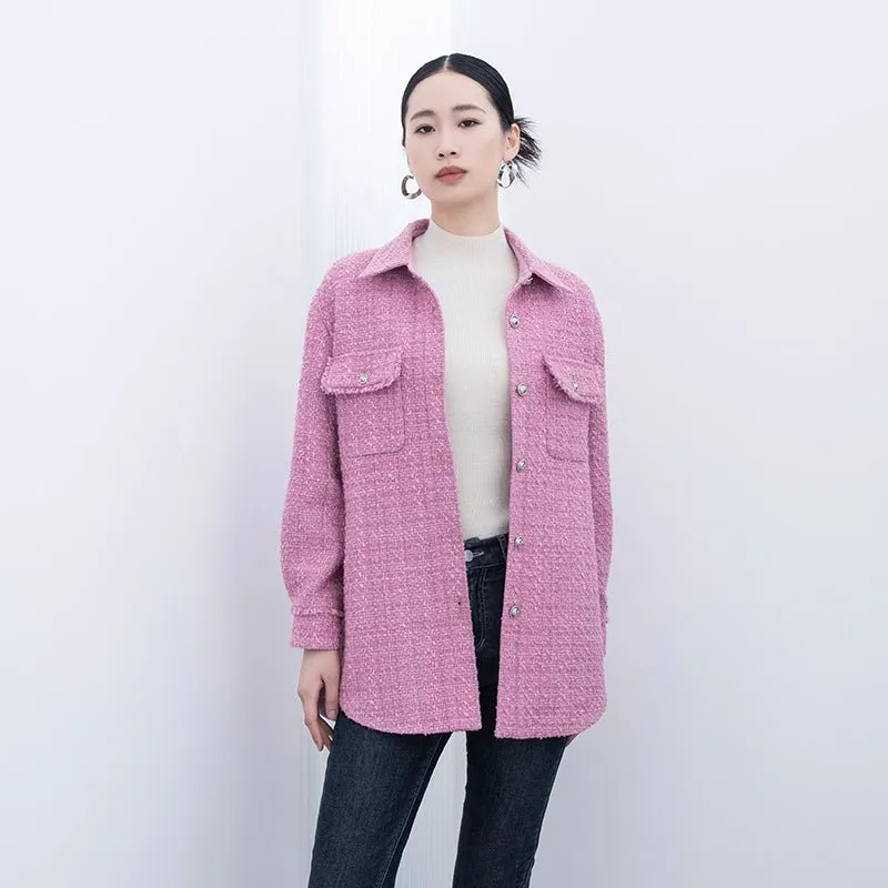 Pink Tweed Shirt Coats