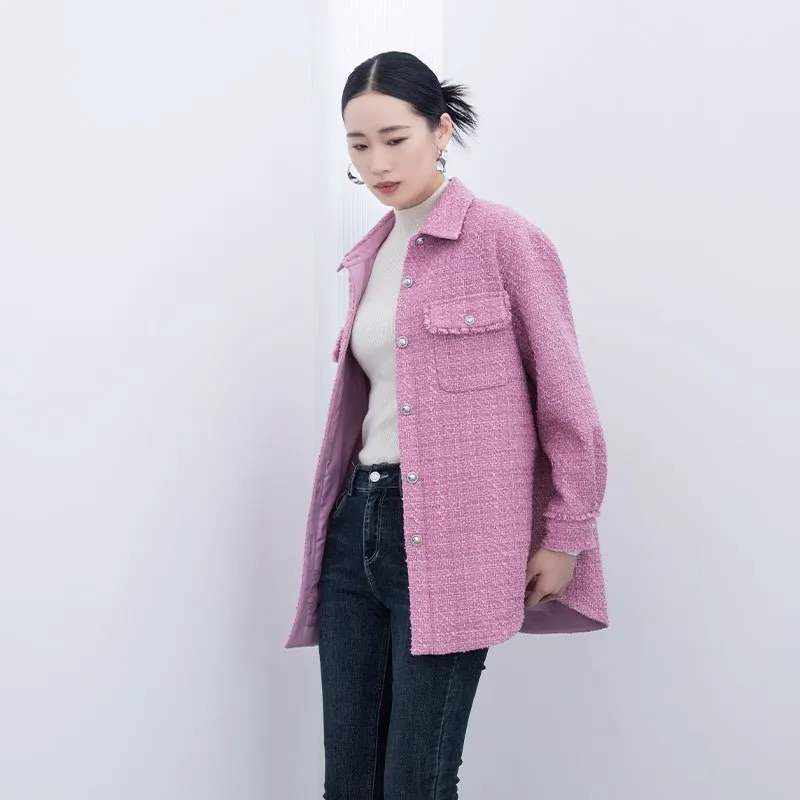 Pink Tweed Shirt Coats