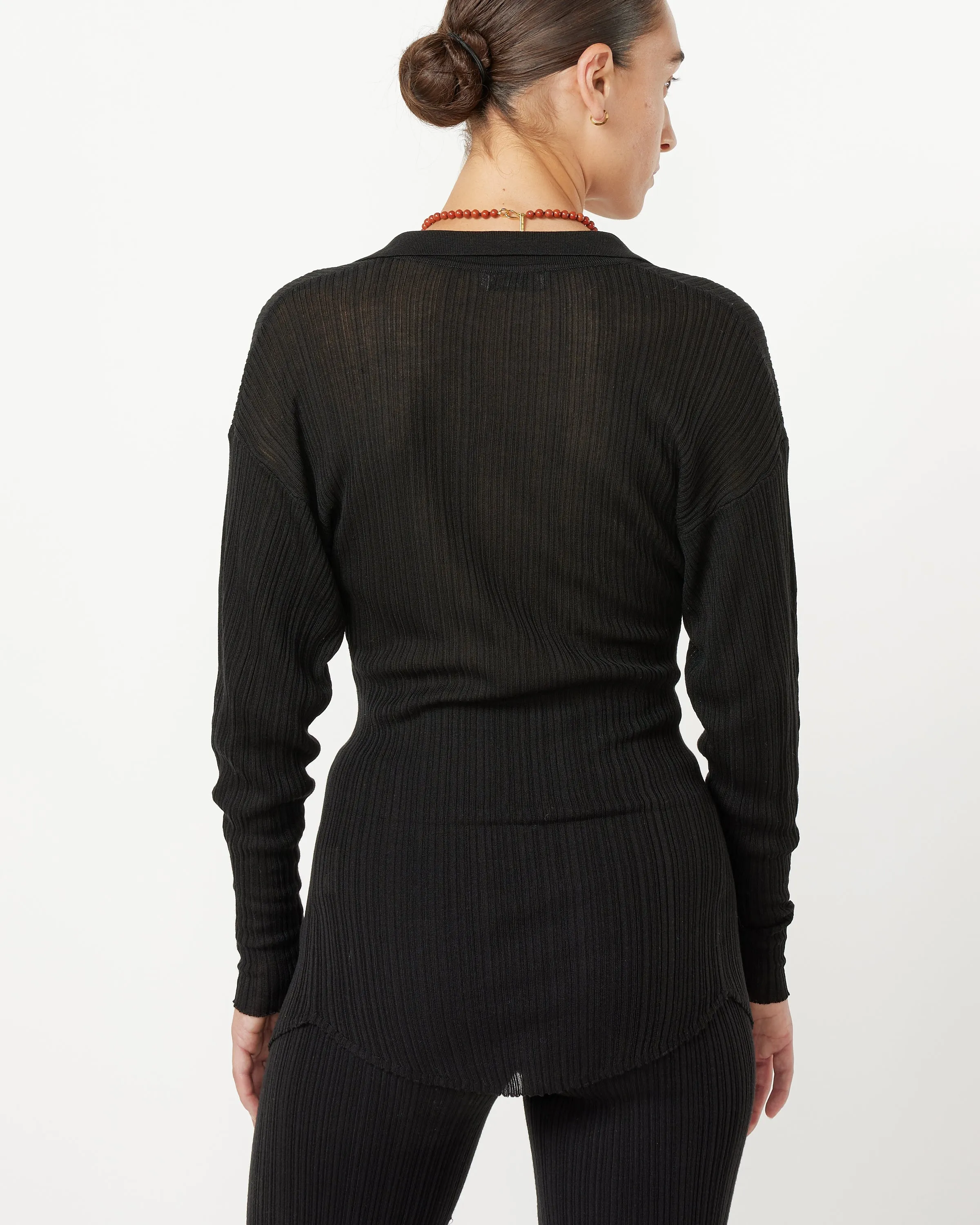 Pleat Knit Shirt in Black