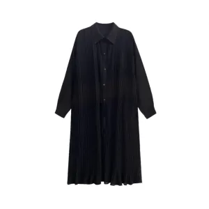 Pre Order:  A-Line Pleated Midi Long Sleeved Large Shirt Dress