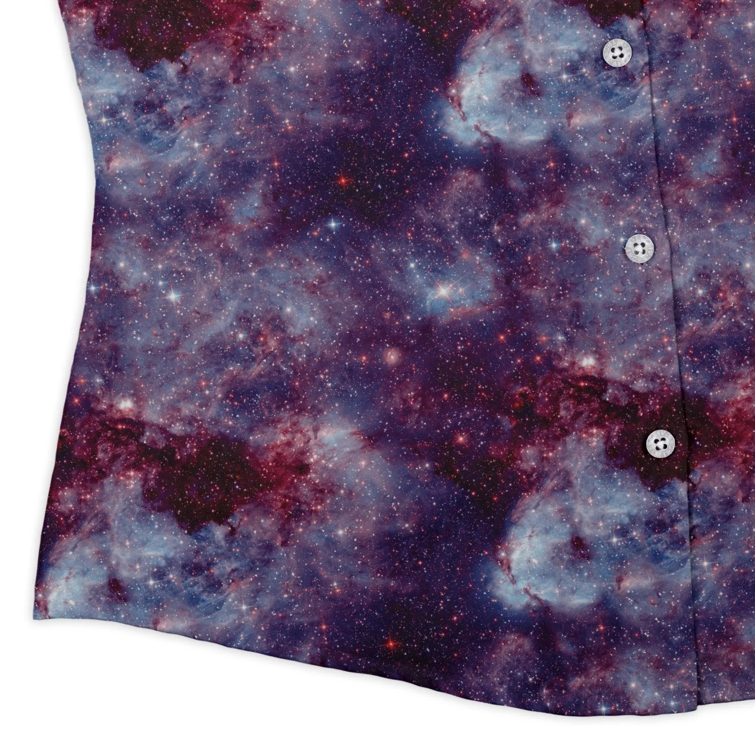 Purple Nebula Space Curvy Button Up Shirt