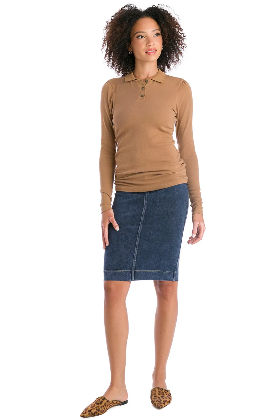 Relaxed Fit Jean Knee Skirt