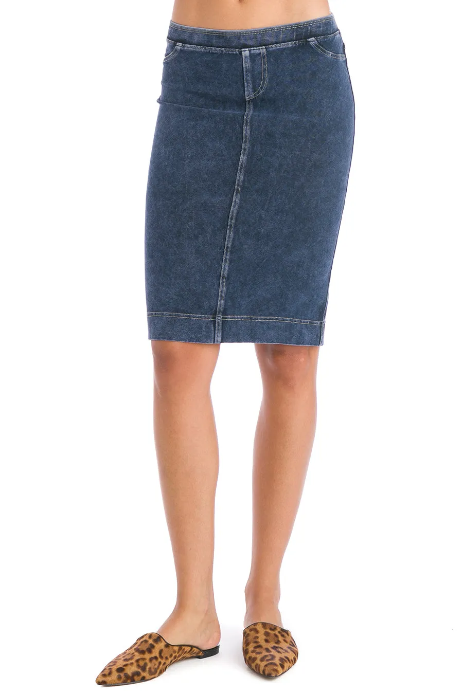 Relaxed Fit Jean Knee Skirt