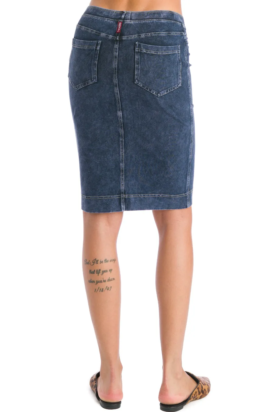 Relaxed Fit Jean Knee Skirt