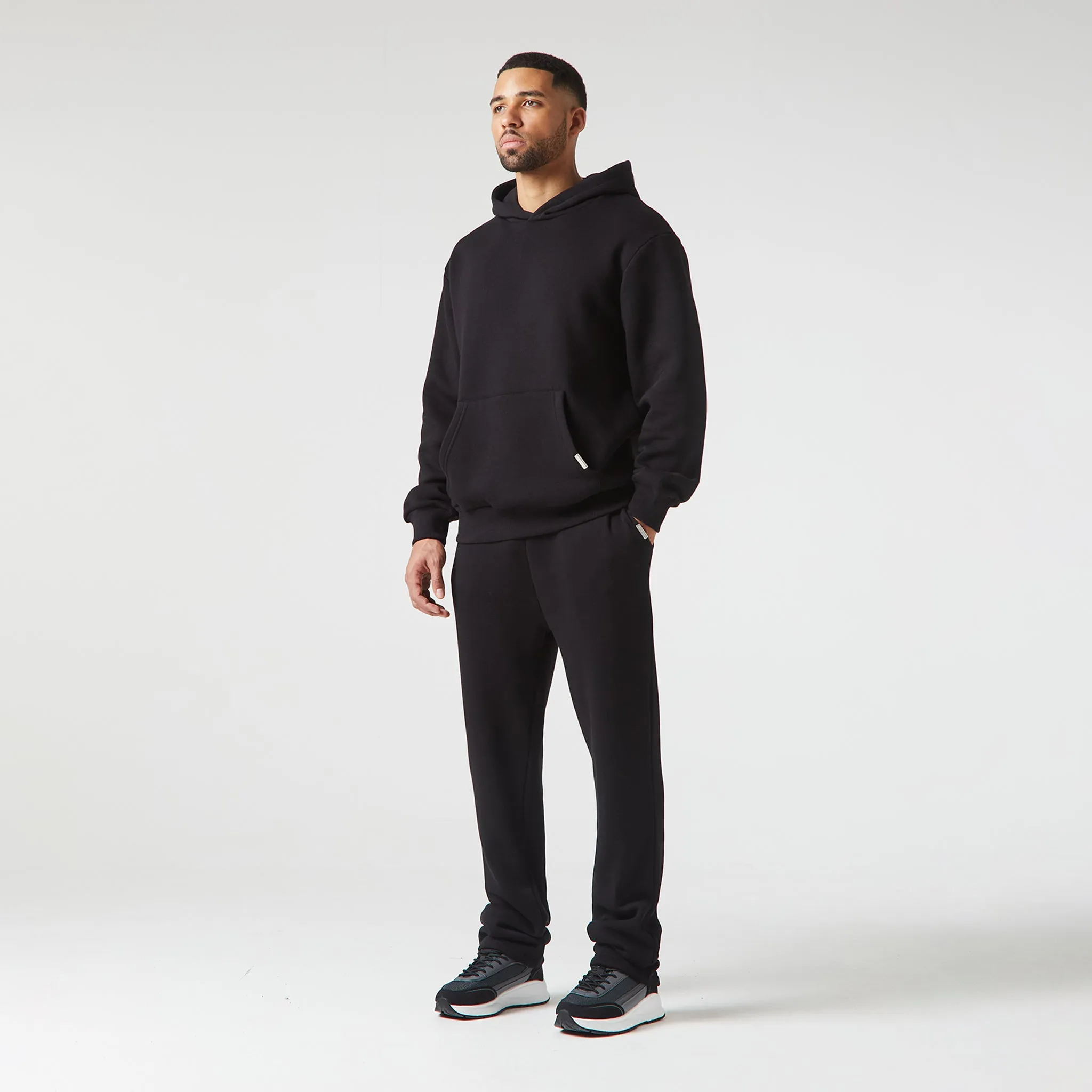 Relaxed Fit Open Hem Jogger | Black