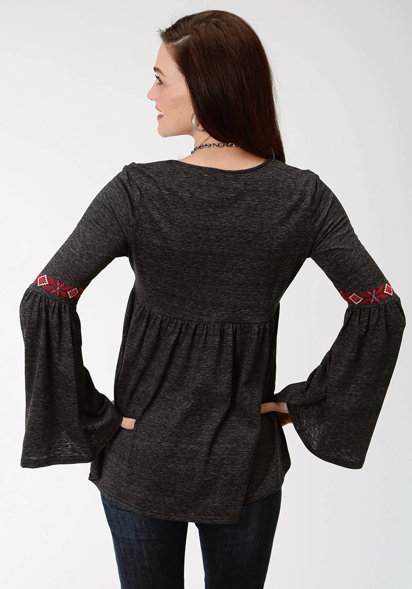 Roper Womens Black Poly/Cotton Geometric L/S Tunic