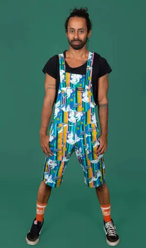 Run & Fly - Unicorn Stripes Stretch Twill Dungaree Shorts