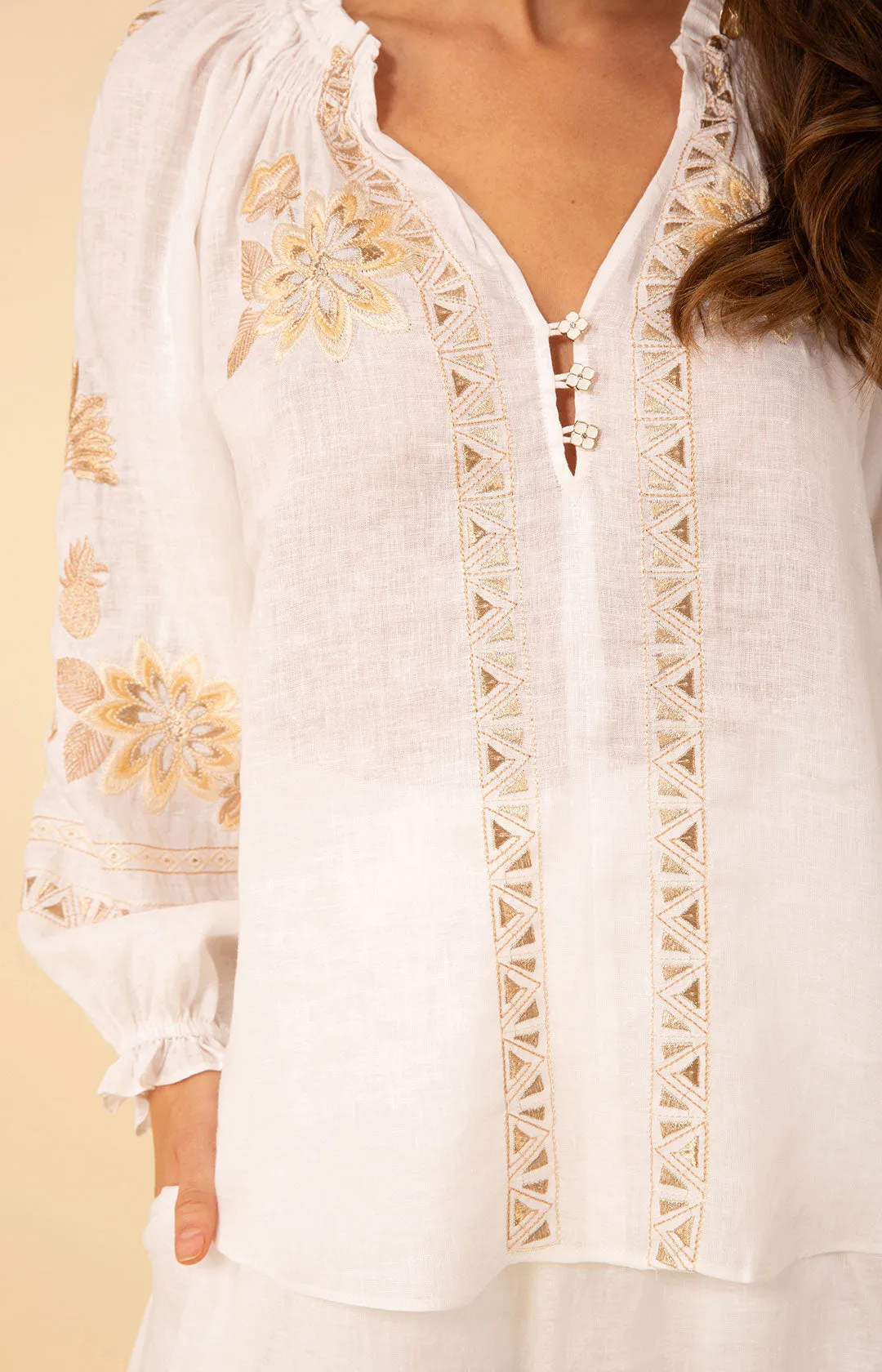 Saylor Embroidered Linen Top