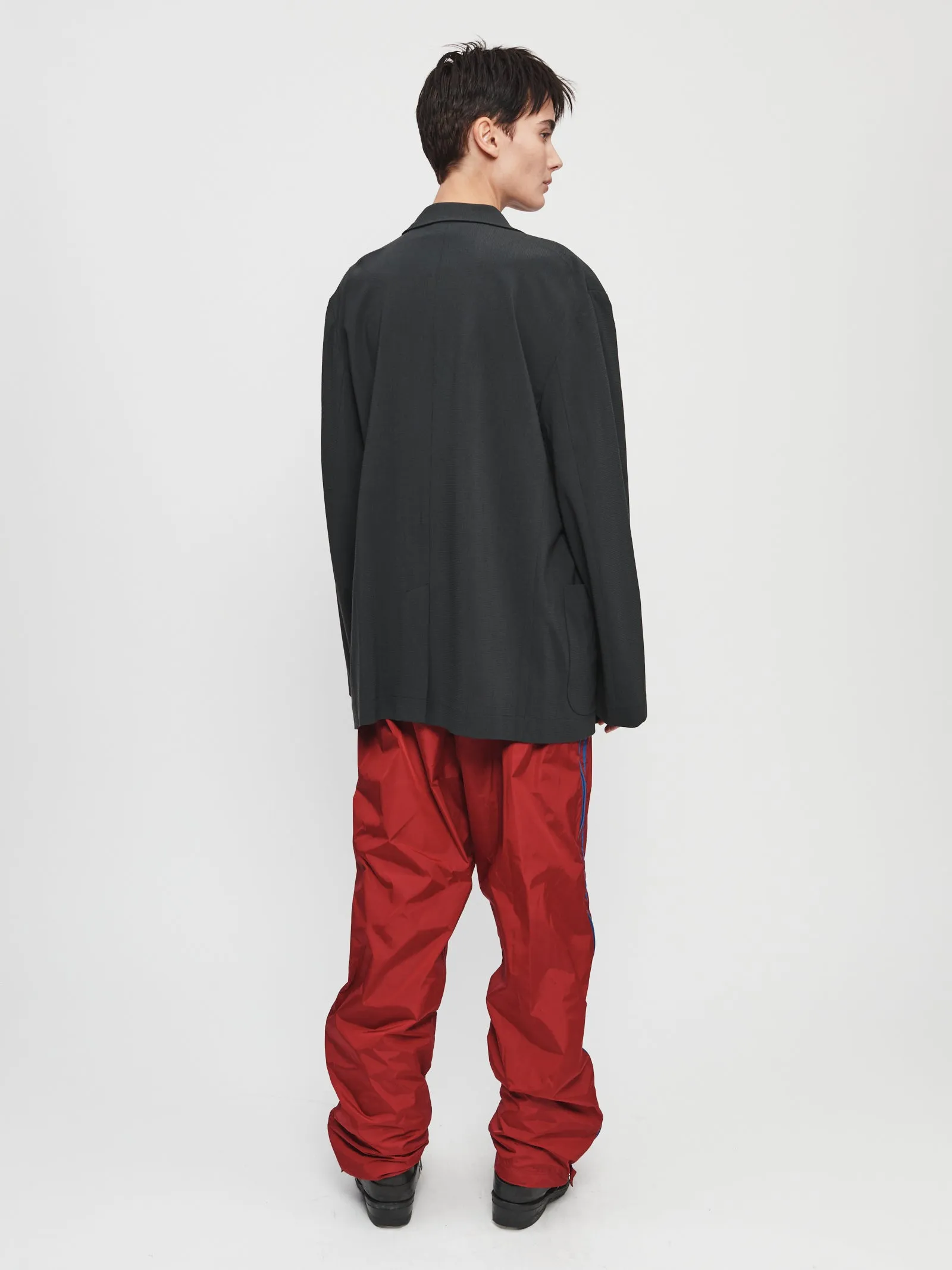 Side Zip Nylon Pant in Deep Red