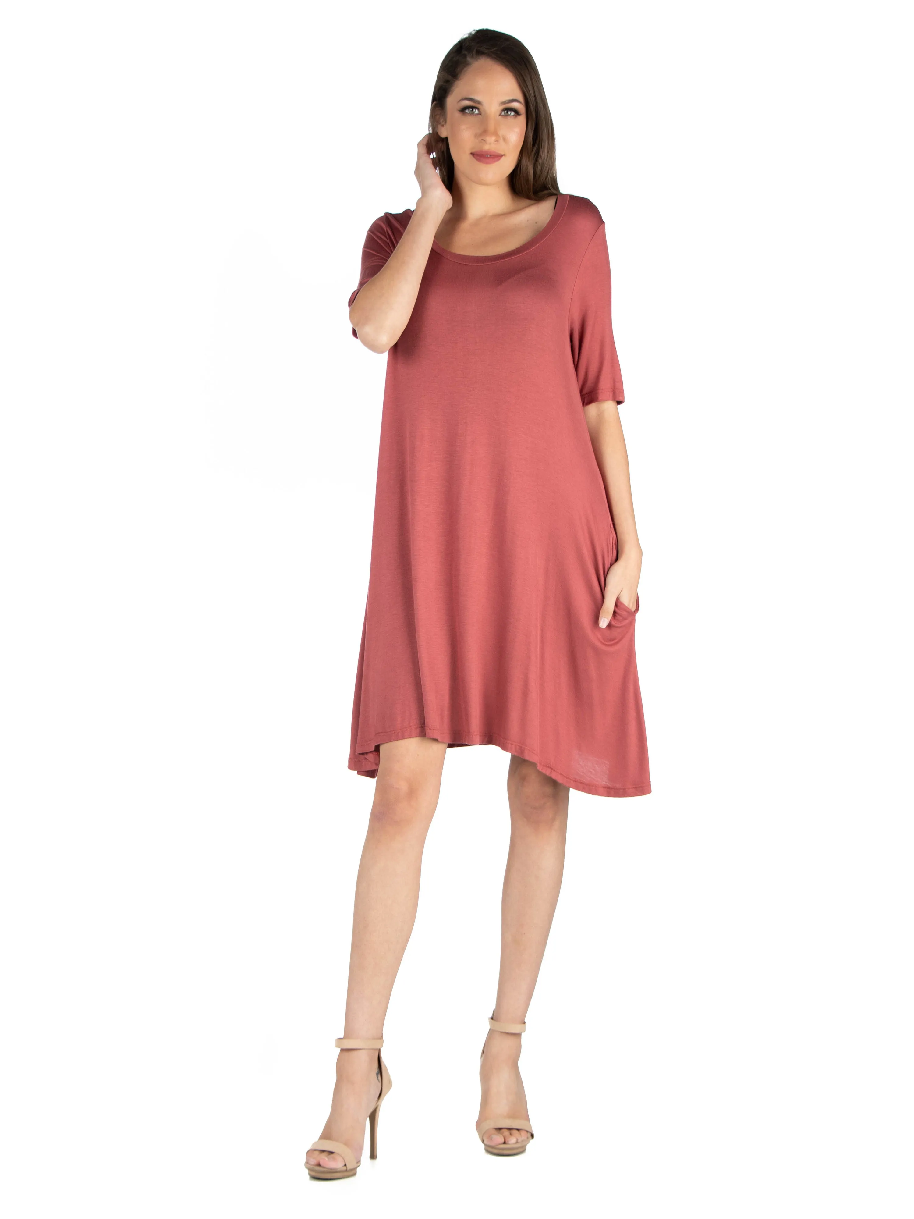 Soft Flare T Shirt Dress with Pocket Detail