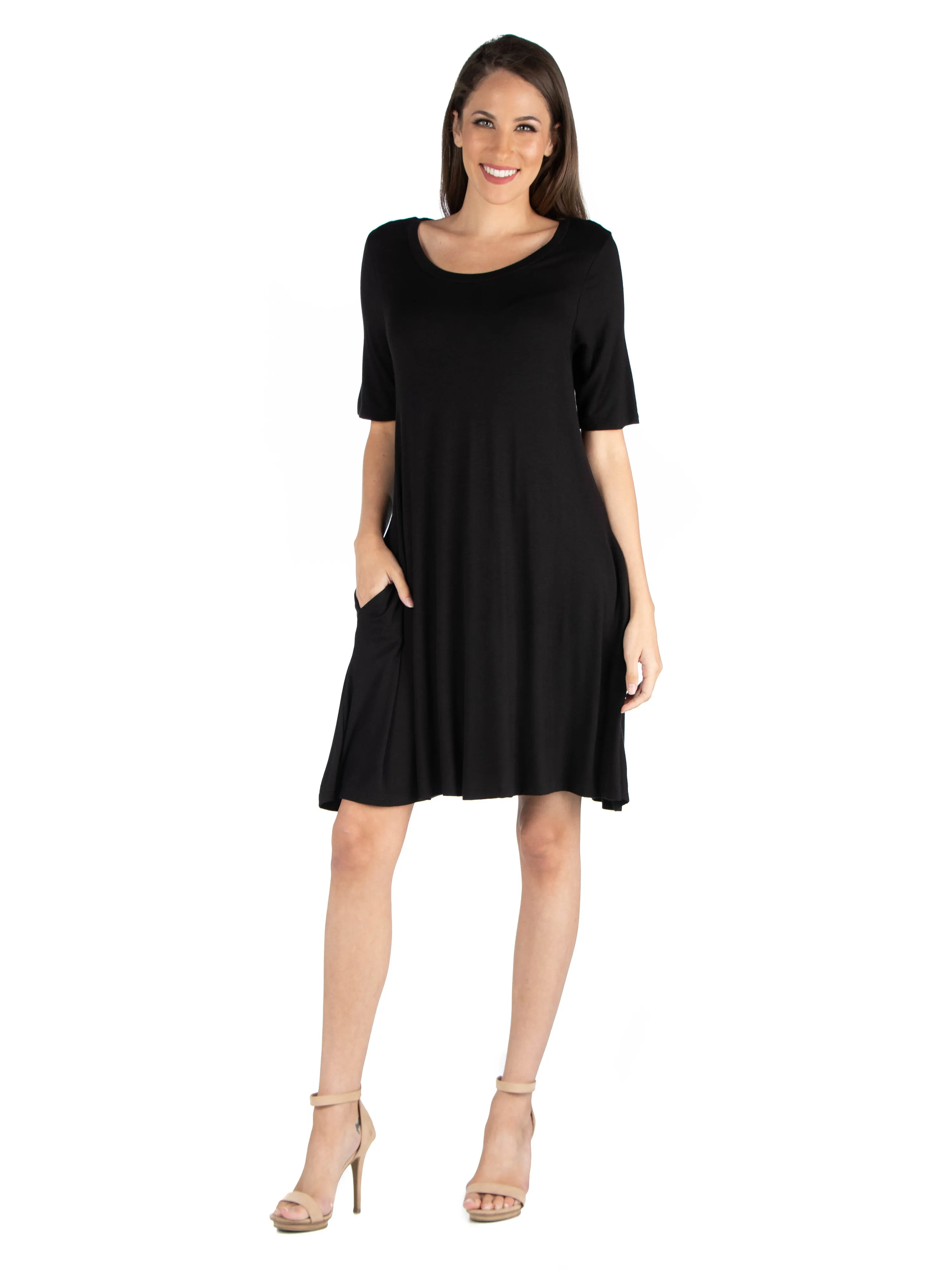 Soft Flare T Shirt Dress with Pocket Detail