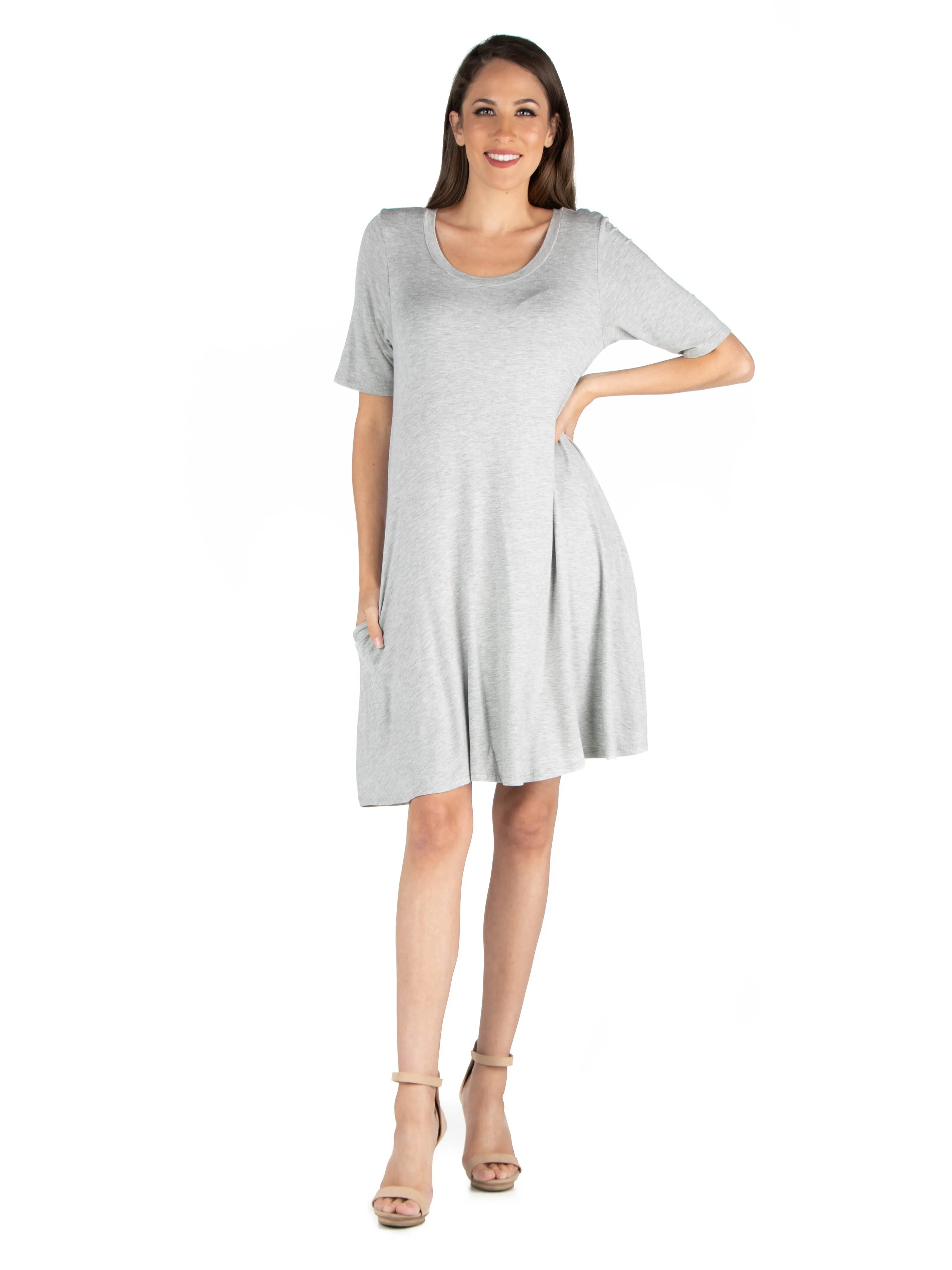 Soft Flare T Shirt Dress with Pocket Detail