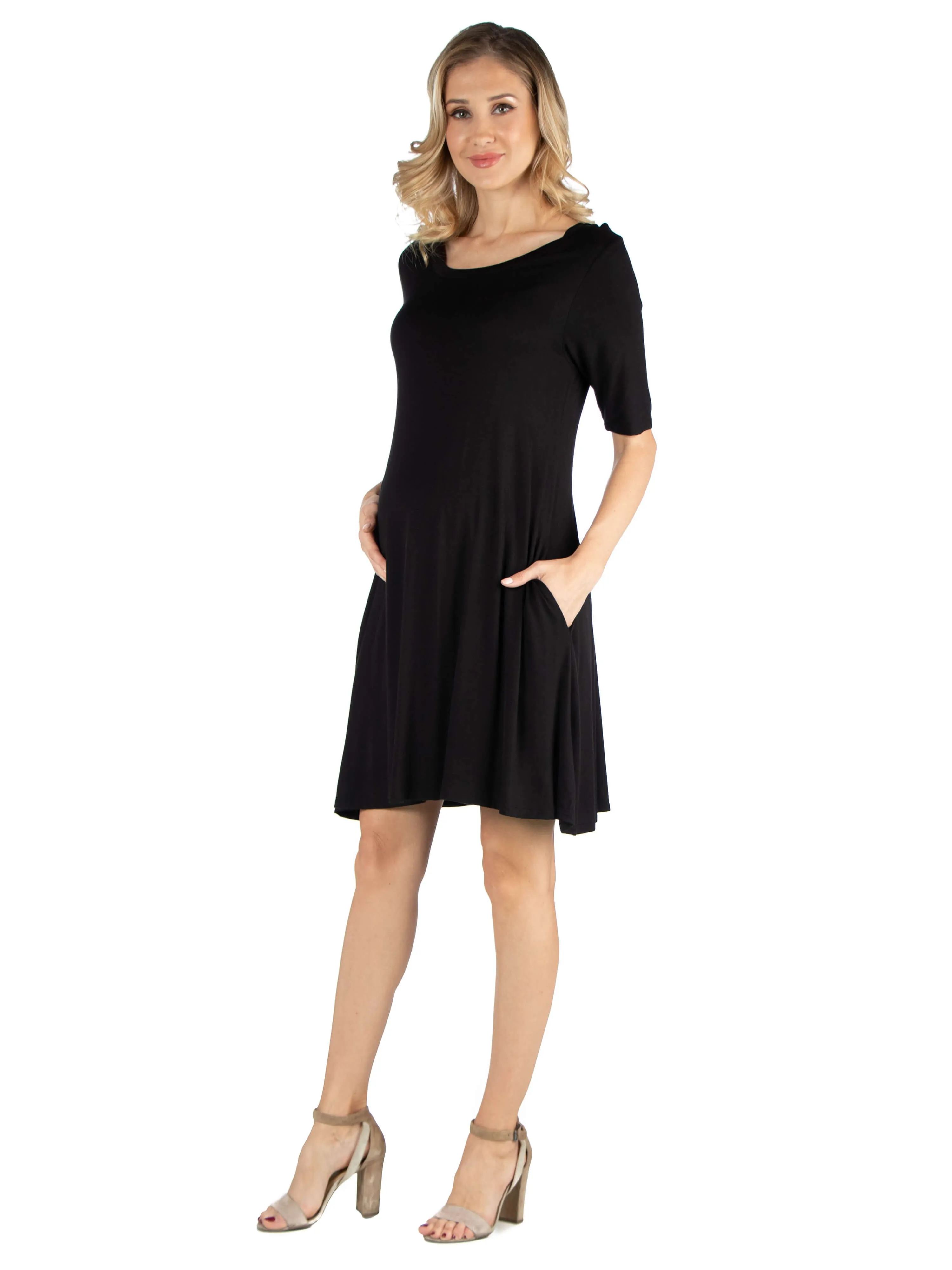 Soft Flare T Shirt Maternity Dress with Pocket Detail