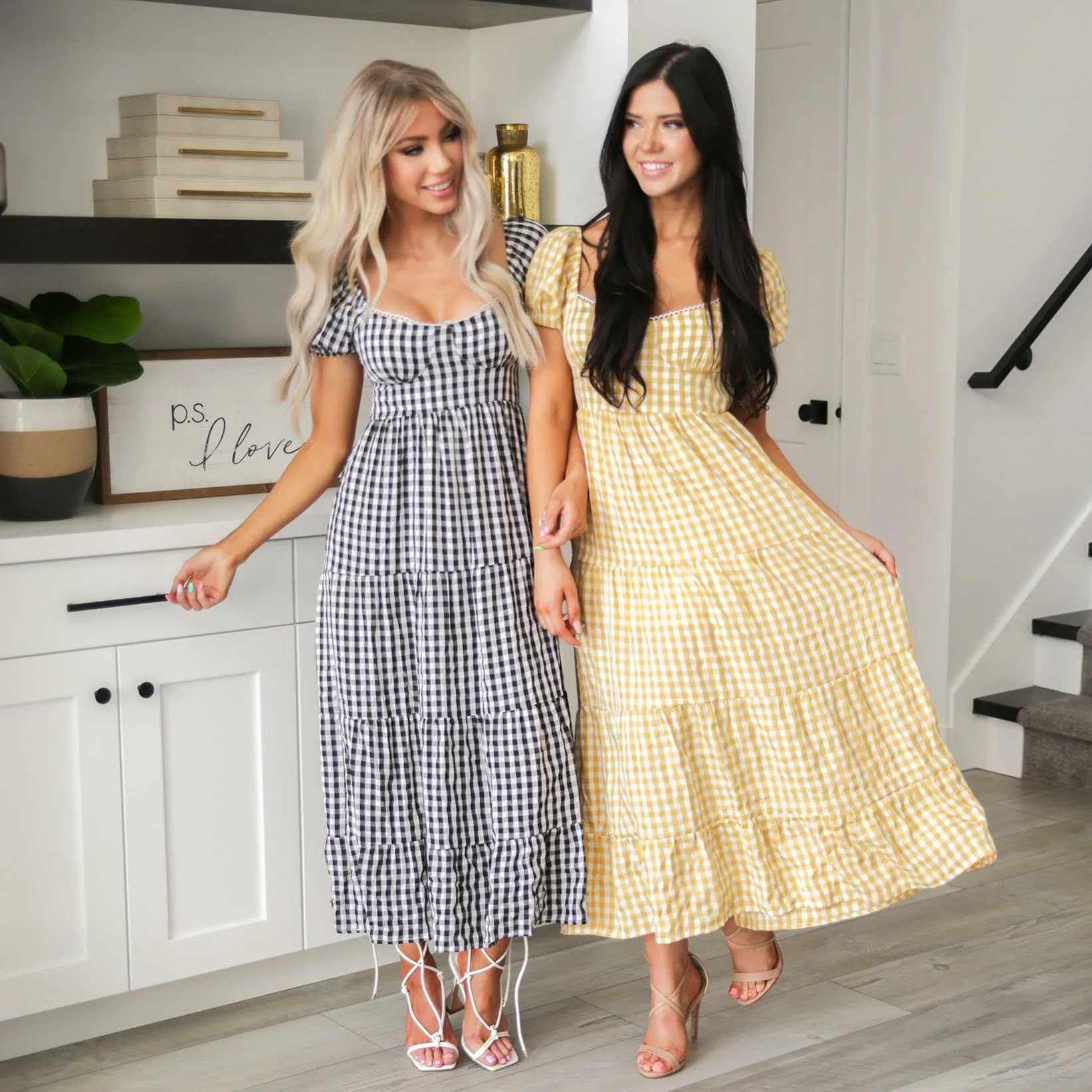 Somewhere to Go Tie Back Gingham Print Dress