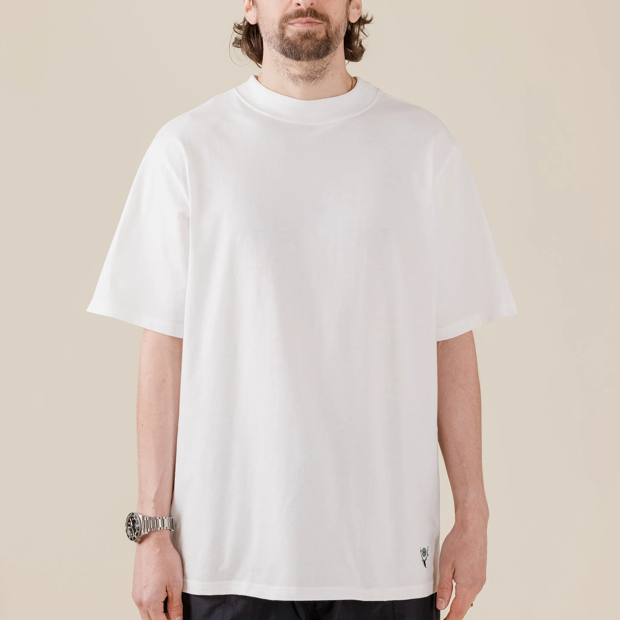 South2 West8 - S/S Mock Neck Cordura Jersey T-Shirt - White