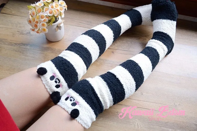 Striped Panda Thigh Highs