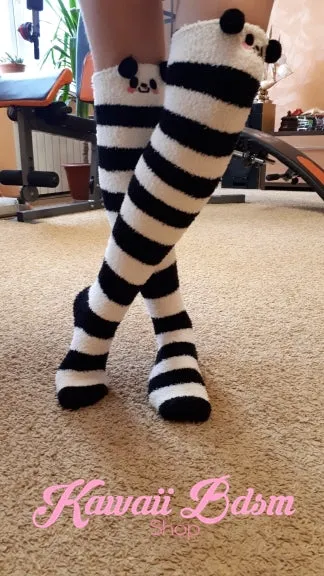 Striped Panda Thigh Highs