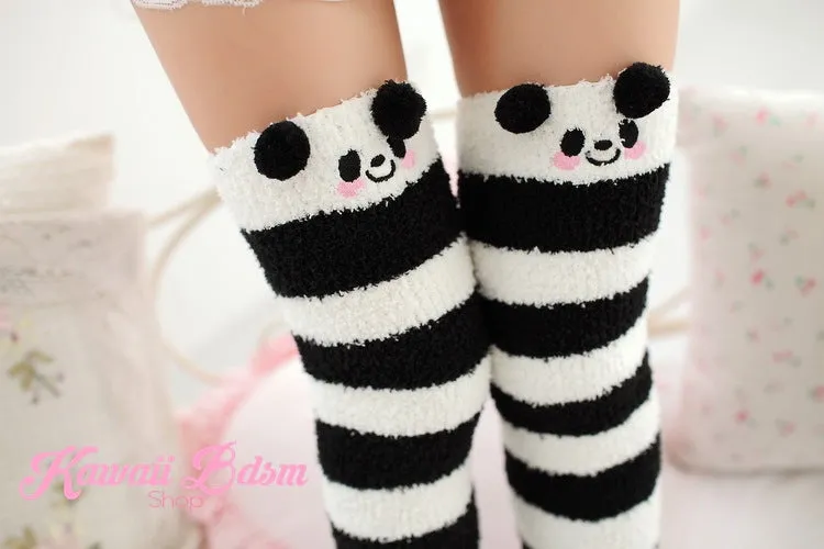 Striped Panda Thigh Highs