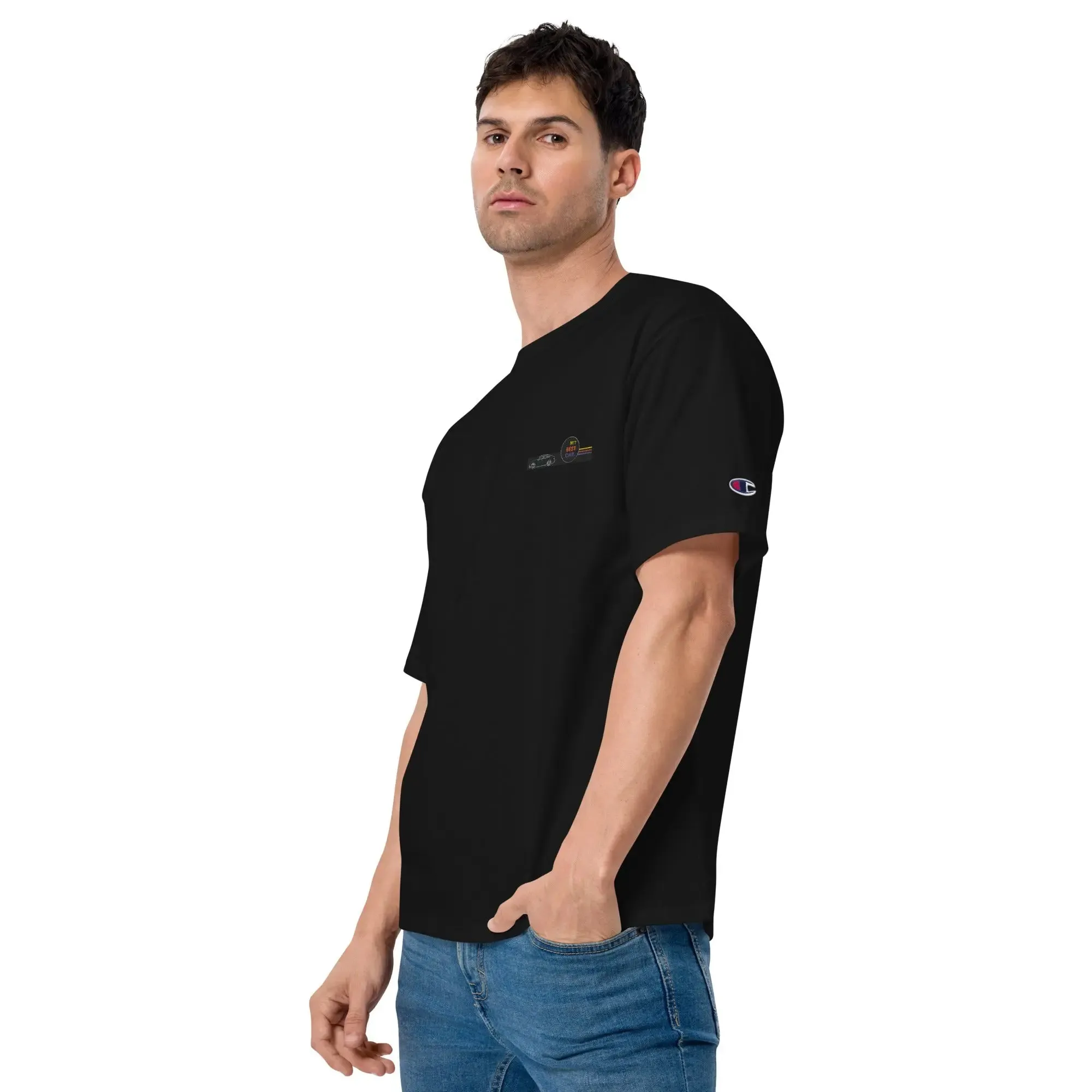 T Champion T-Shirt with Embroidered Logo and Deep Armholes