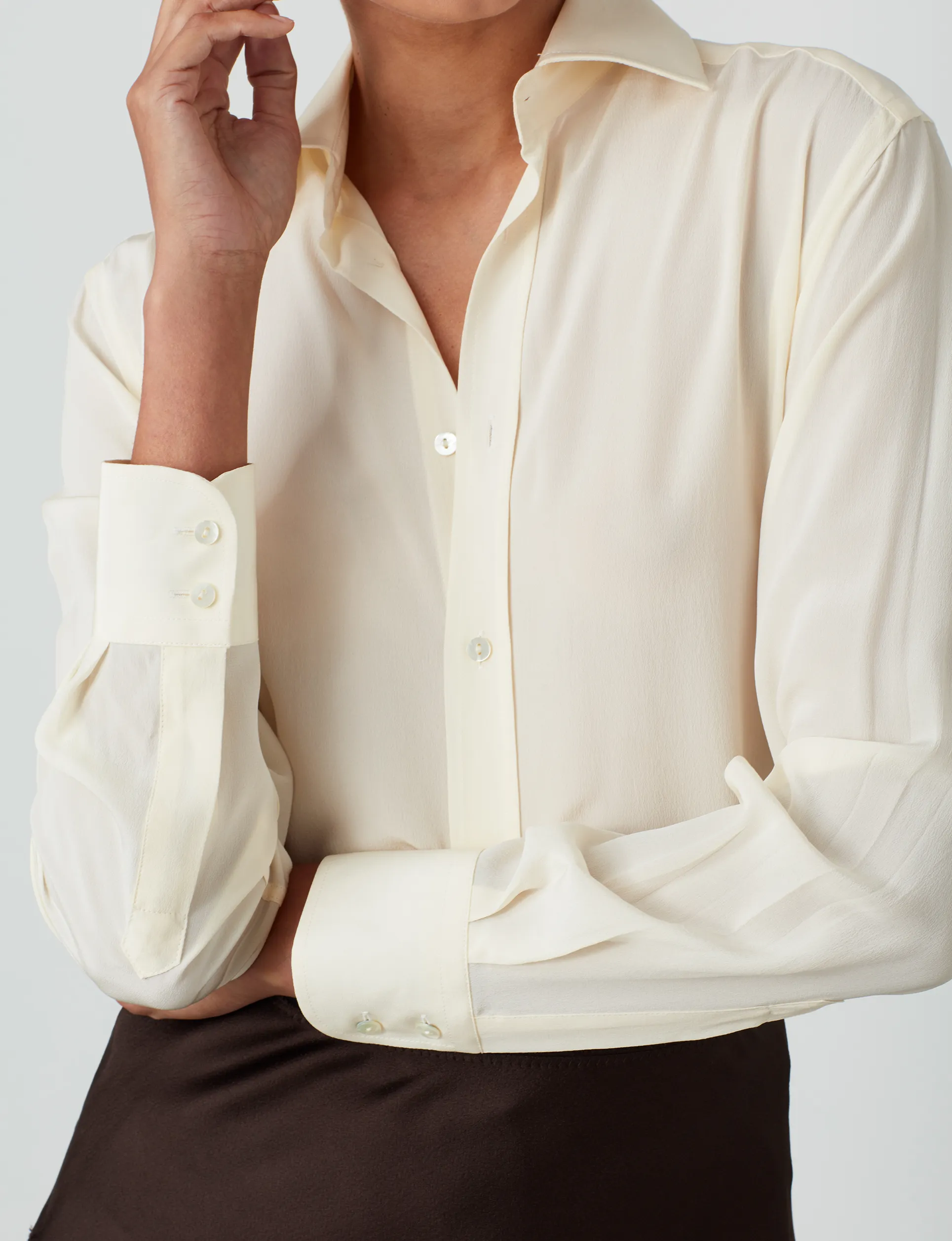 The Boyfriend: Silk Crepe de Chine, Cream