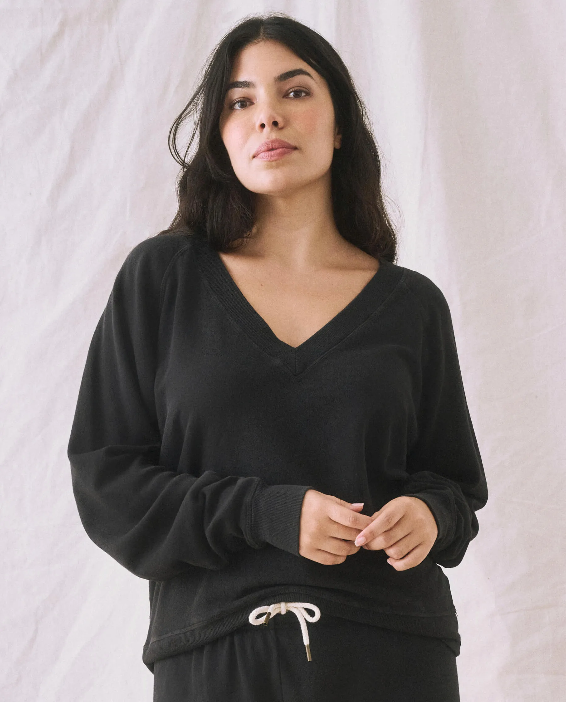 The V-Neck Sweatshirt. -- Almost Black