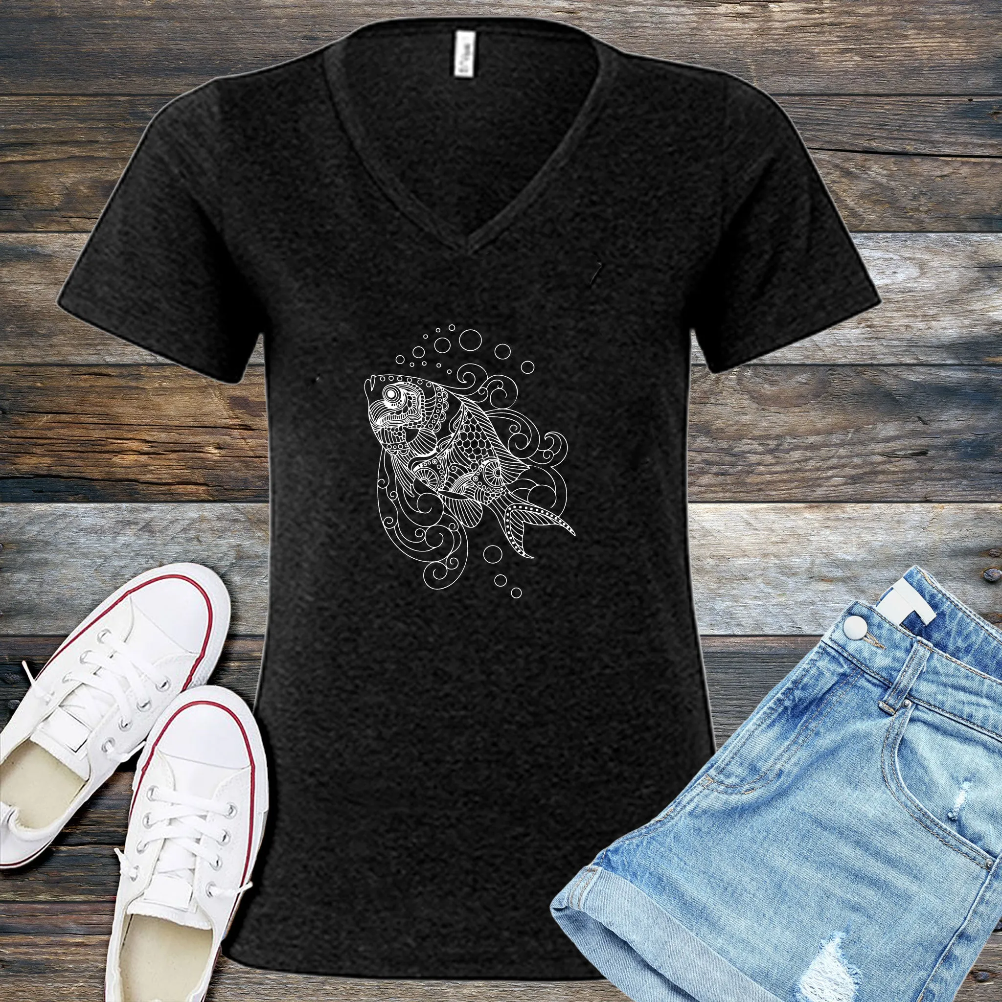 Underwater Fish V-Neck