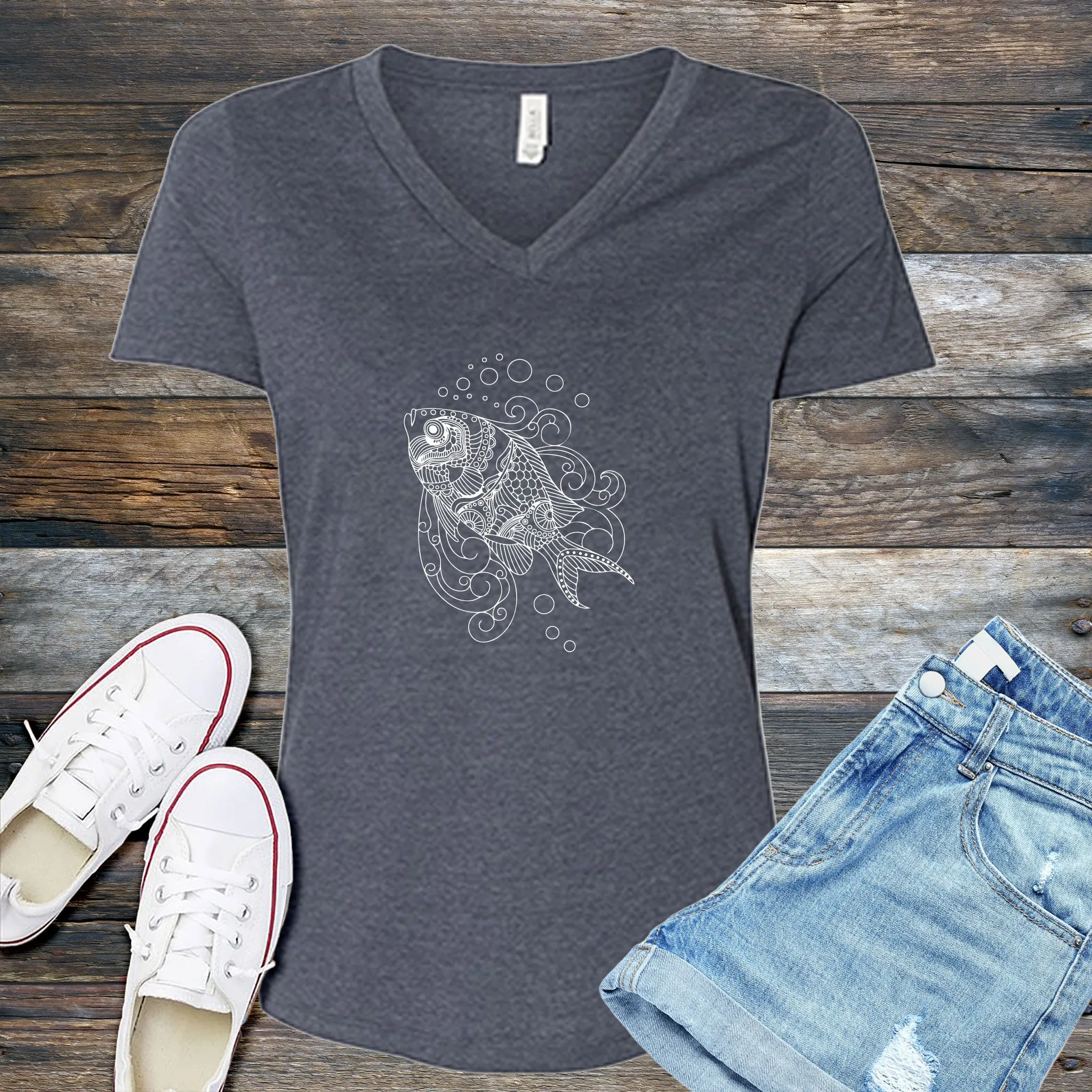 Underwater Fish V-Neck