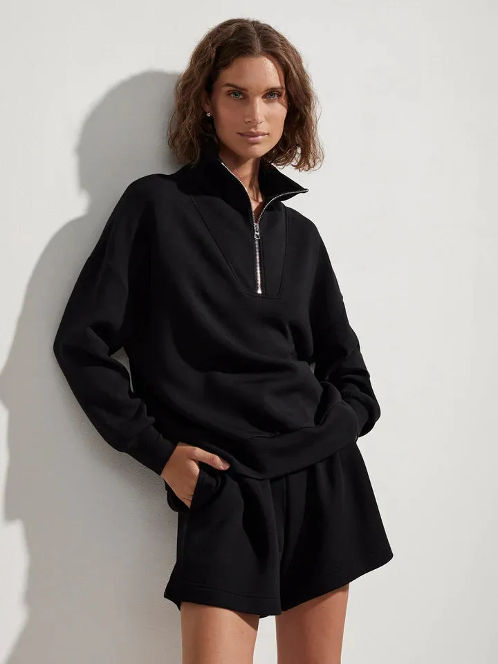 Varley Hawley Half-Zip Sweat in Black