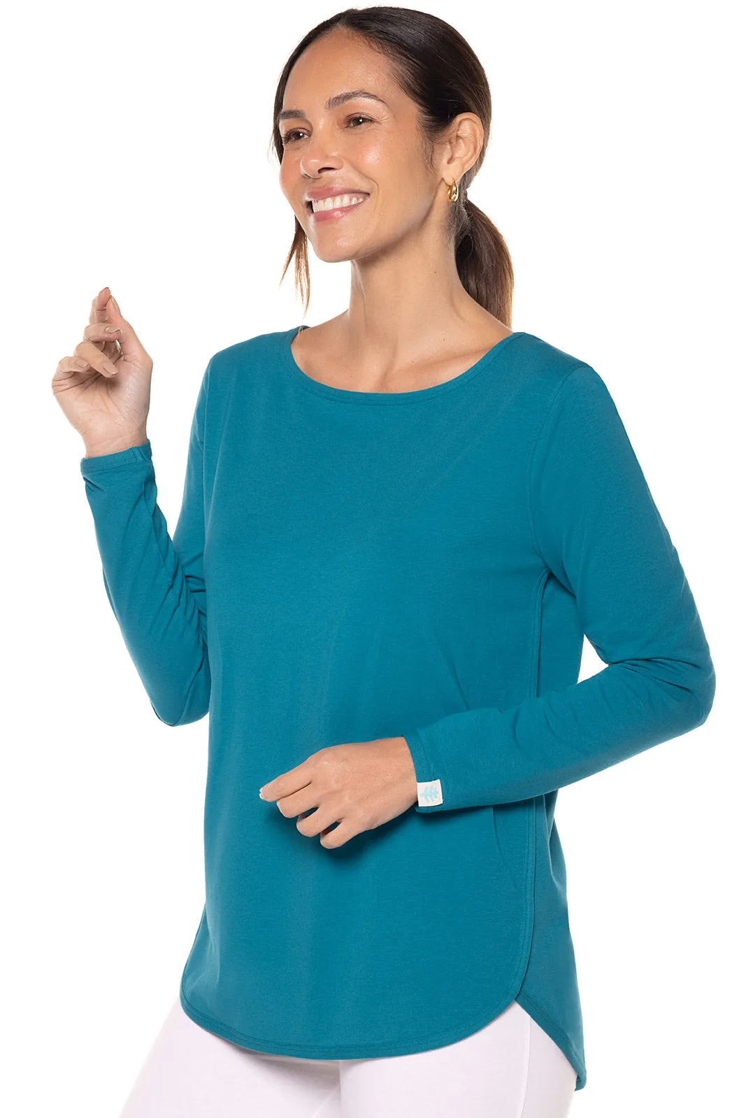 Women's Heyday Side Split Shirt  |  Tahitian Teal