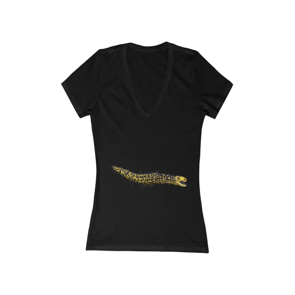 Yellow Eel Women's Jersey Short Sleeve Deep V-Neck Tee