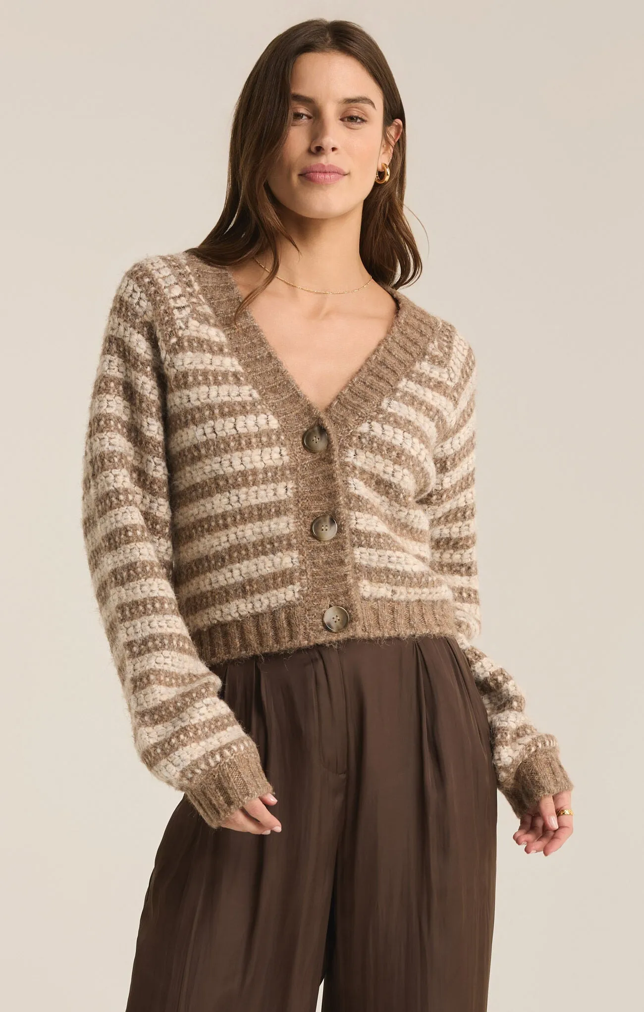 ZSU Este Metallic Striped Cardigan in Campfire