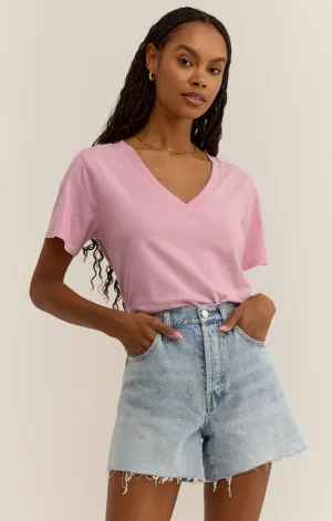 ZSU Girlfriend V-Neck Tee in Peony